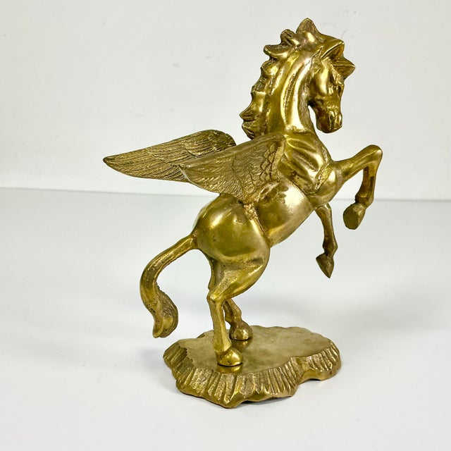 Metal Mid-Century Boho Chic Hollywood Regency Brass Pegasus Sculpture For Sale - Image 7 of 16