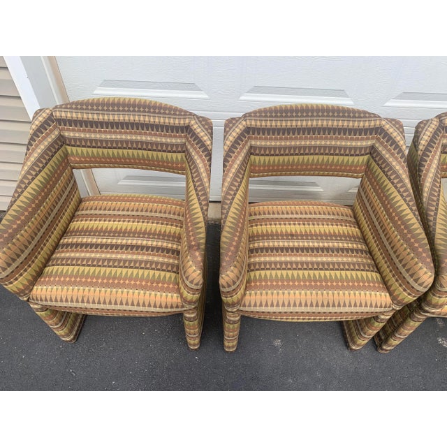 Set of 4 Postmodern Cantilever Upholstered Club Chairs, 1980s Modernist Style For Sale - Image 9 of 10