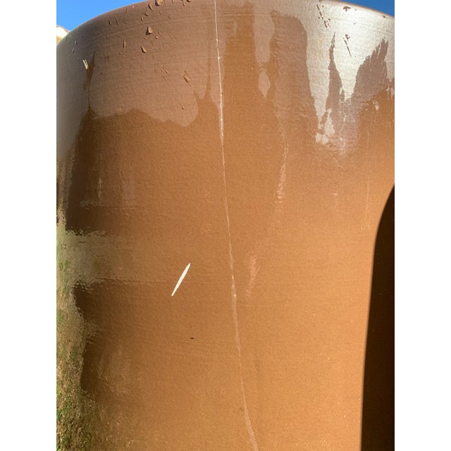 Mid-Century Modern Mid Century Brown Glazed Gainey Pots- A Pair For Sale - Image 3 of 13