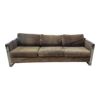 Adrian Pearsall for Craft Associates Mid Century Cork and Chrome Sofa For Sale