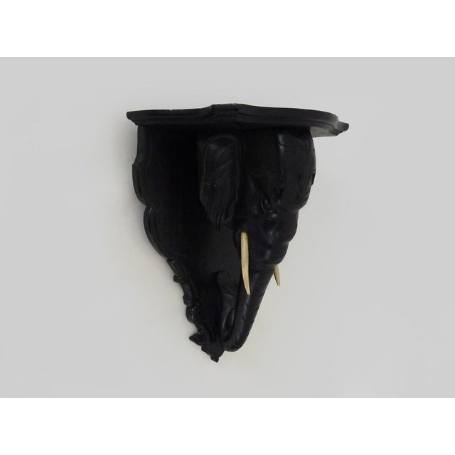 Wall Plant Shelf with Blackened Wooden Elephant Head, 1800s For Sale - Image 3 of 10