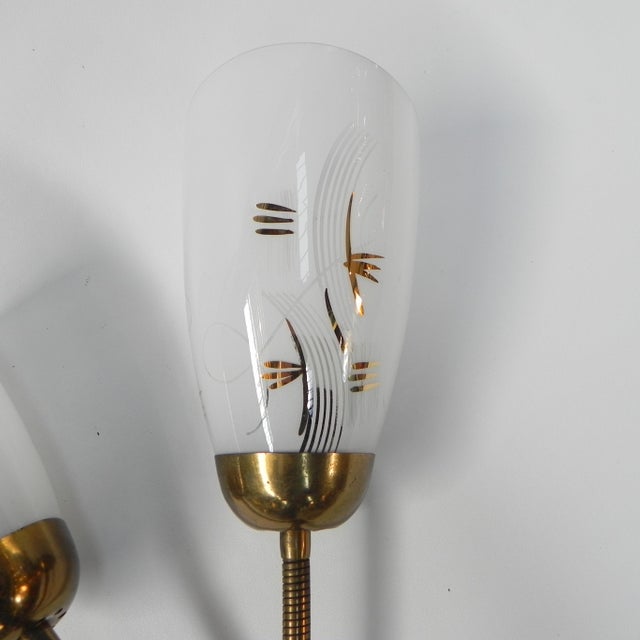 Vintage Wall Lamp with Tube Rods and 2 Glass Shades, 1950s For Sale - Image 13 of 14