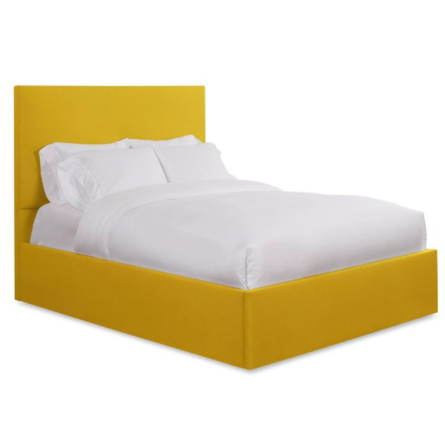 Modern Hadley King Bedframe, Golden Velvet For Sale - Image 3 of 4