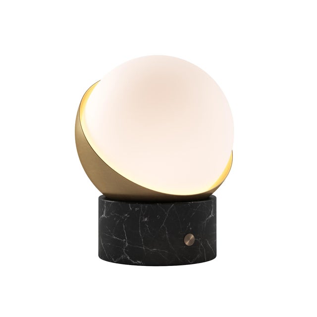 ORB Rechargeable Cordless LED Table Lamp, 3-Levels Brightness Touch Sensor Control, Black Marble / Brushed Brass For Sale - Image 11 of 14