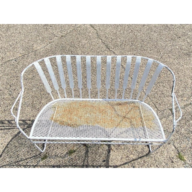 Vintage Mid Century Modern Wrought Iron Sculptural Garden Patio Loveseat Sofa For Sale - Image 9 of 11