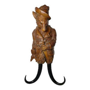 Late 19th Century Black Forest Whip Carved Dog With Glass Eyes