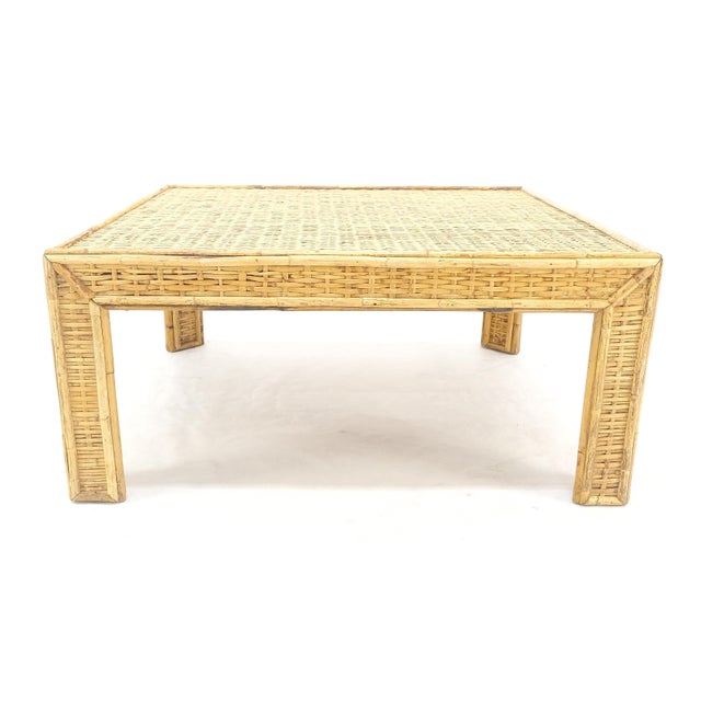 Ficks Reed Square Bamboo Rattan Mid Century Modern Parsons Style Coffee Center Table For Sale - Image 4 of 8
