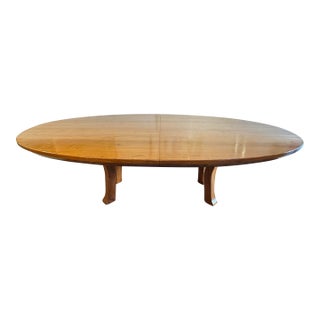 Custom Design Solid Walnut Oval Extension Dining Table For Sale