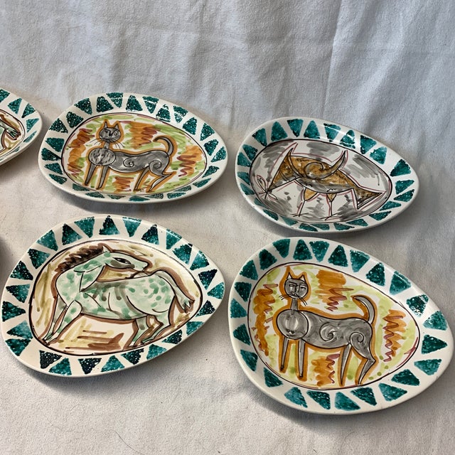 Italian Vintage Mid-Century Italian Majolica Animal Plates - Set of 6 For Sale - Image 3 of 5