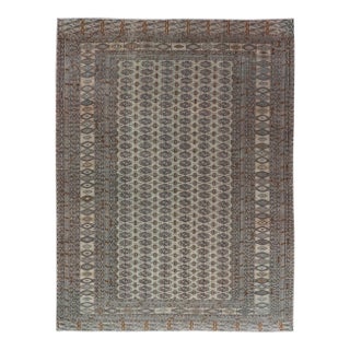 Antique Turkmen Esari Rug With Ivory Field and Repeating Motifs For Sale