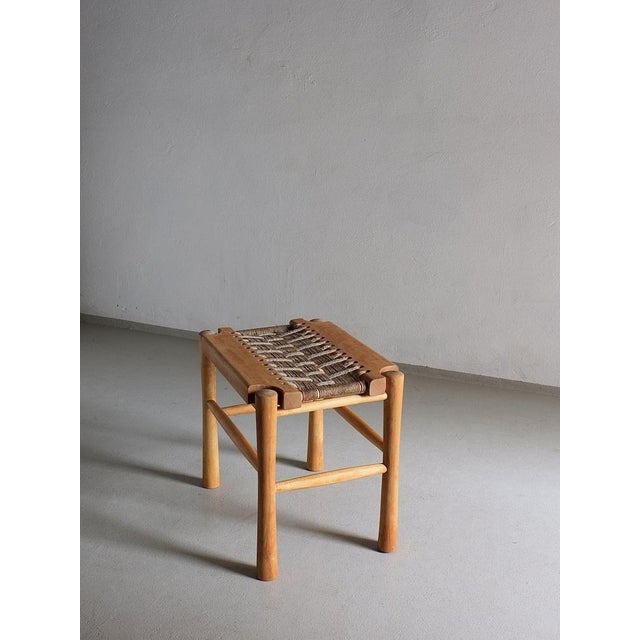 Rustic French Woven Seat Stool, 1960s For Sale - Image 3 of 10