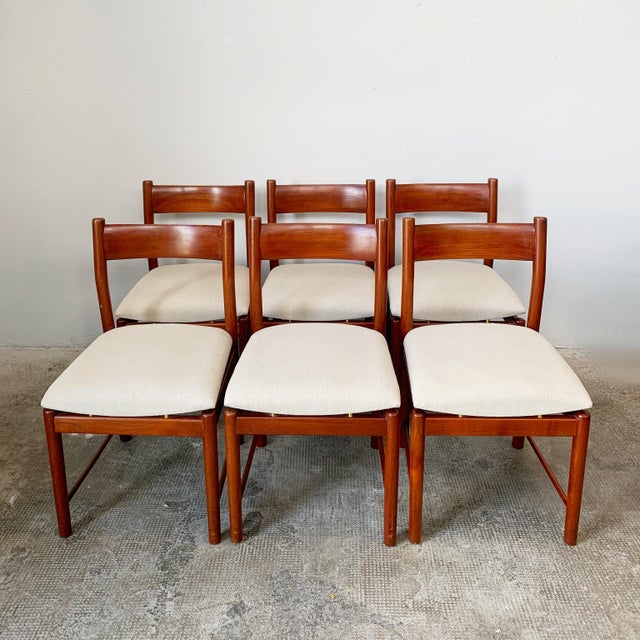 Mid-Century Modern Vintage Teak Chairs by Ilmari Tapiovaara for La Permanente in Cantù, 1960s, Set of 6 For Sale - Image 3 of 14