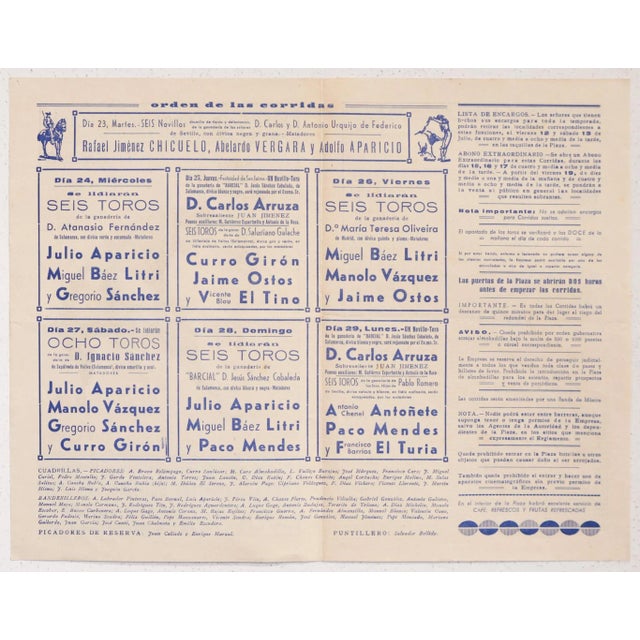 Red 1930's Spanish Bullfighting Poster, Plaza De Toro, Valencia (Set of 4) For Sale - Image 8 of 11