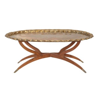 Mid-Century Reticulated Brass Tray Table For Sale