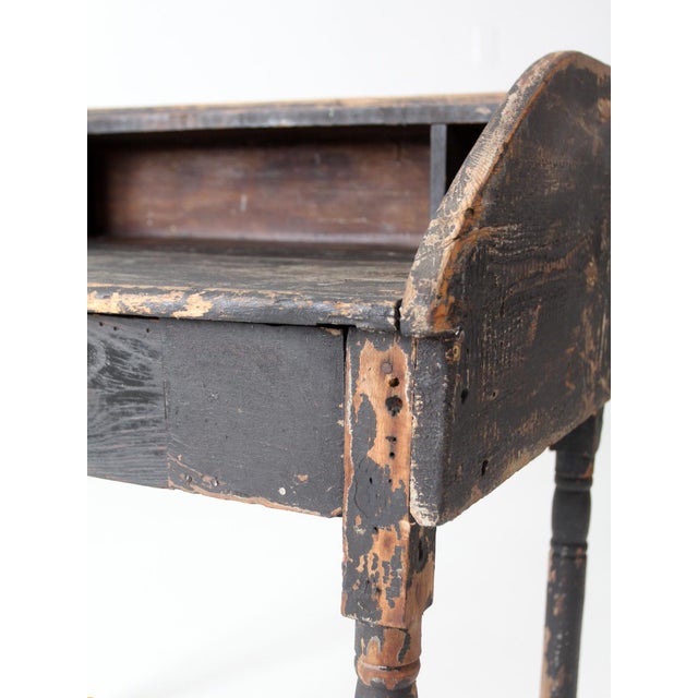 Antique Primitive Painted Wood Writing Desk With Cubbies For Sale - Image 13 of 18
