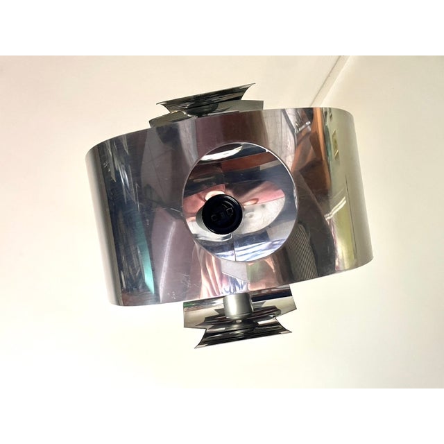 Vintage Chrome and Metal Pendant Light, 1970 For Sale - Image 3 of 11
