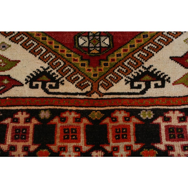 Antique Anatolian Geometric Red and Blue Wool Rug For Sale - Image 4 of 6