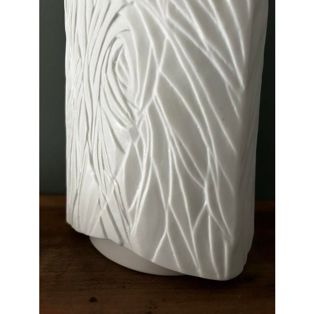 Ceramic Vintage Naaman White Porcelain Triangular Modern Vase For Sale - Image 7 of 12