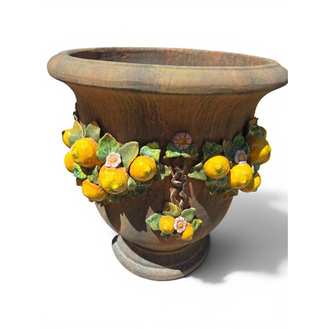 Italian Glazed Terracotta Garden Urns, 1950s, Set of 2 For Sale - Image 10 of 13
