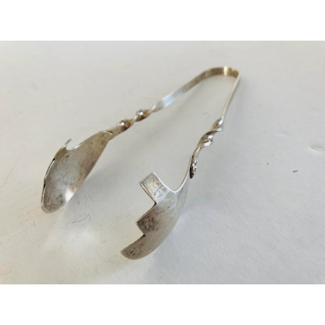 Mid-century Sterling Silver Tongs marked "R". 5.5" Long