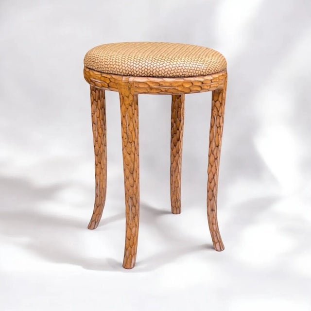 20th Century Regency Style Carved Faux Bois Stool For Sale - Image 4 of 9