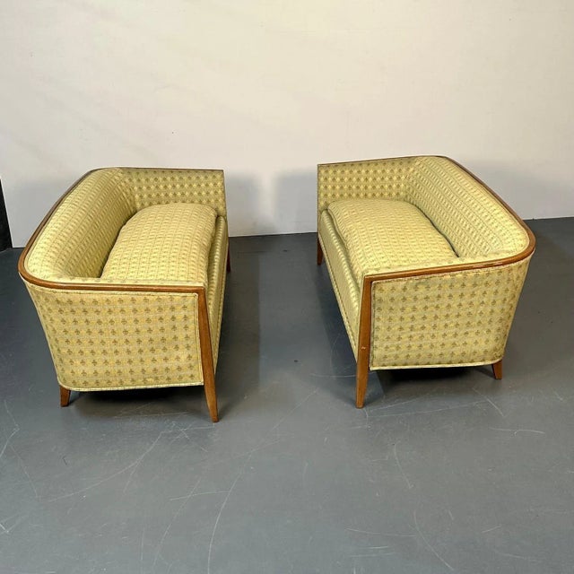 Mid-Century Modern Pair Curved Mid-Century Modern Sofas / Settees, Loveseats John Stuart for Irwin For Sale - Image 3 of 13