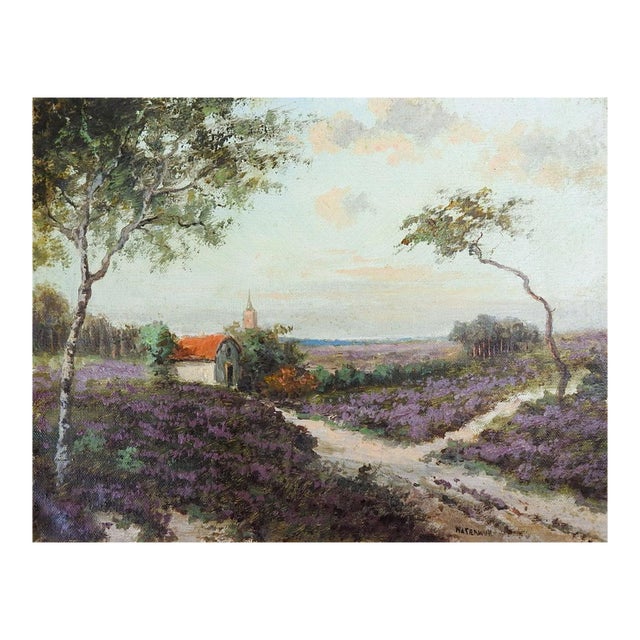 Early 20th Century Continental Lavender Landscape Painting For Sale