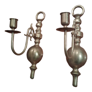 Vintage Solid Brass Candle Wall Sconces- A Pair