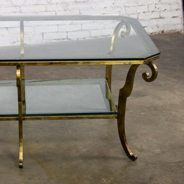 Metal Late 20th Century Hollywood Regency to Neoclassical Style Monumental Coffee Table Gilded Welded Steel Tube Frame For Sale - Image 7 of 18