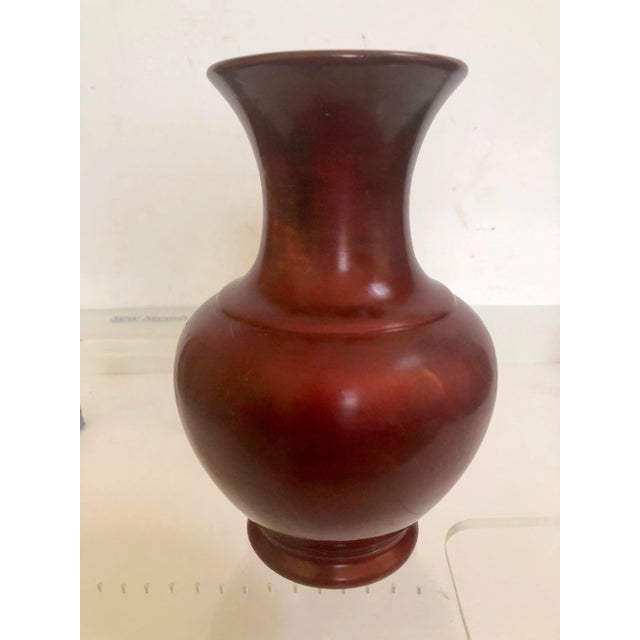 Vintage Hand-Painted Golden Color Bamboo Glass Vase For Sale - Image 4 of 12