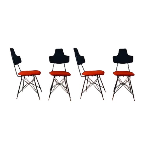 Italian Black & Red Dining Chairs, Set of 4 For Sale