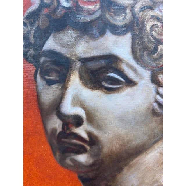 David Study on Vermilion Ground by Kathleen Varadi, Classical Figurative Oil Painting For Sale - Image 4 of 9