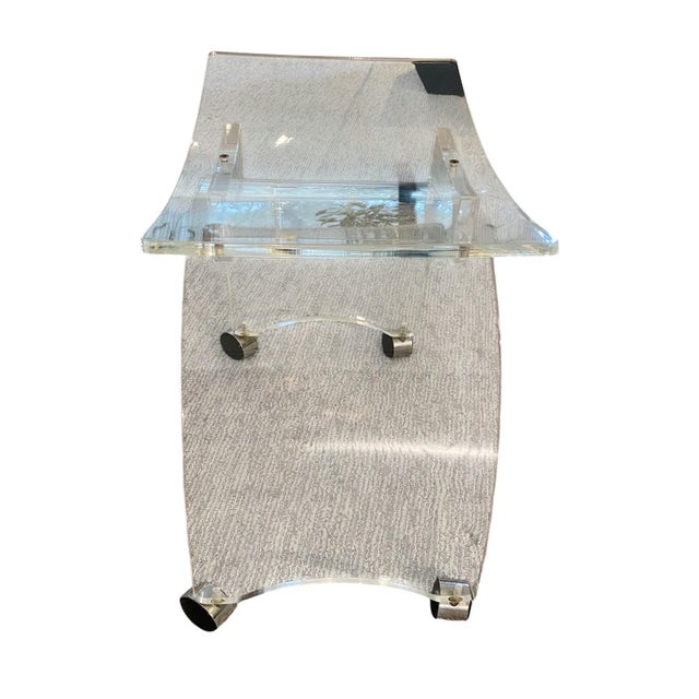 1970s 1970s Mid-Century Lucite Stool (On Casters) For Sale - Image 5 of 7