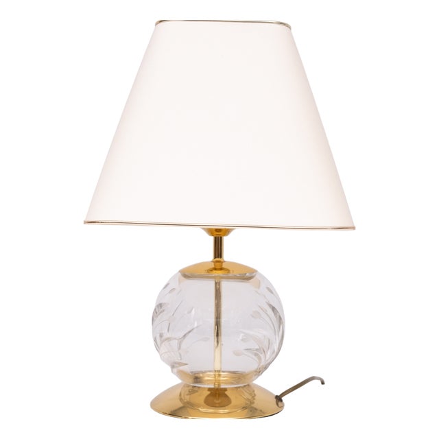 Hollywood Regency German Crystal Ball Table Lamp, 1970s For Sale