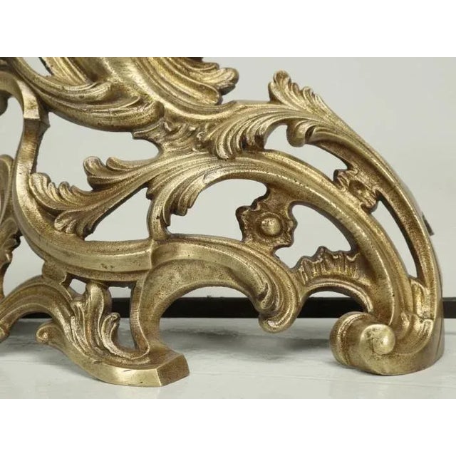 Metal Antique French Solid Bronze Andirons or Chenets For Sale - Image 7 of 9