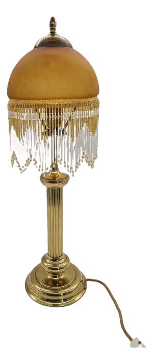 Table Lamp in Amber Glass and Brass, 1970s