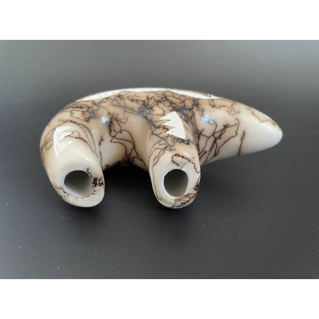 Navajo Tom Vail Horsehair Pottery Spirit Bear With Etched Indian Symbols For Sale In Las Vegas - Image 6 of 13
