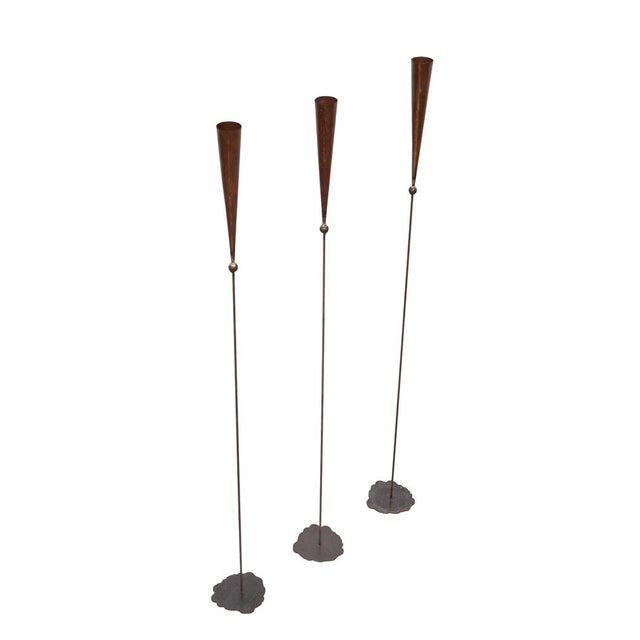 1980s Brutalist Handmade Brass Torchères by Pieter Spruyt, 1980s, Set of 3 For Sale - Image 5 of 8