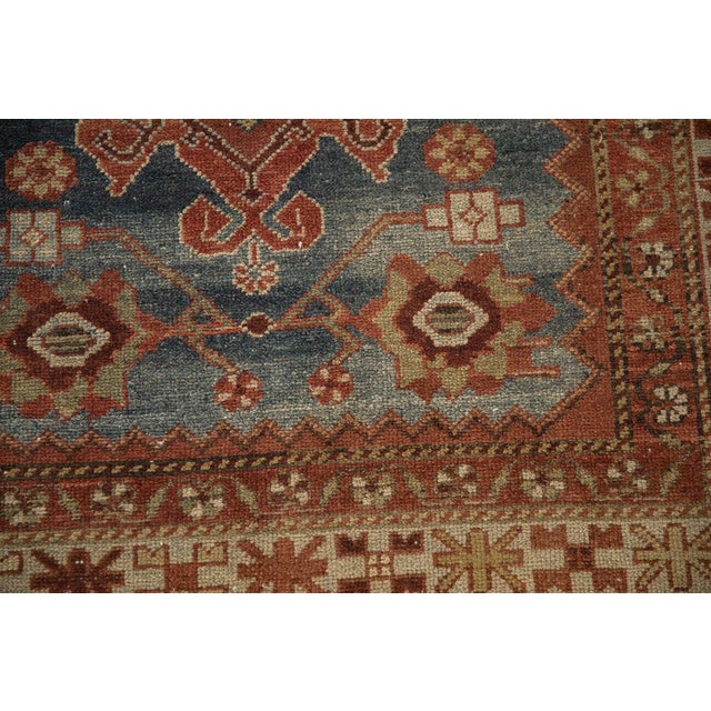 Blue Vintage Distressed Malayer Rug Runner - 3'8" x 9'9" For Sale - Image 8 of 11