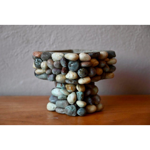 Brutalist Style Ikebana Concrete Planter with Pebbles For Sale - Image 5 of 7