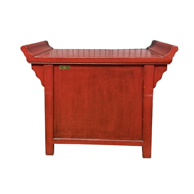 Vintage Chinese Red Lacquered Altar-Form Small Chest For Sale - Image 10 of 10
