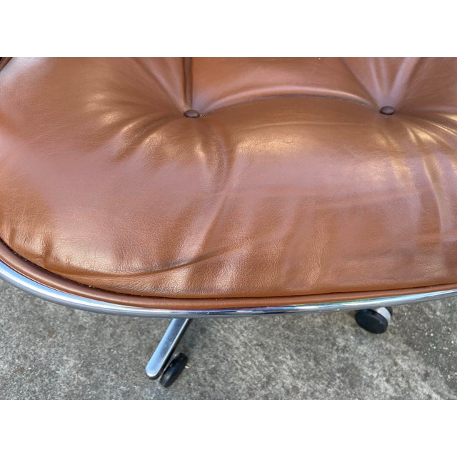 Metal Vintage Charles Pollock for Knoll Brown Leather Desk Chair For Sale - Image 7 of 18