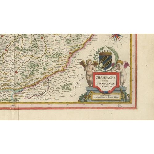 17th Century Antique Map of Champagne in France from Blaeu, 1642 For Sale - Image 5 of 11