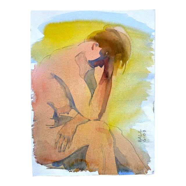 Original Double Sided Female Nude Watercolor Painting by Jon Hall 2003 For Sale