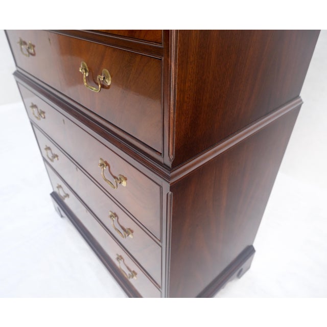 Hickory Chair 11 Drawers Flame Mahogany Drop Brass Pulls High Boy Chest Dresser For Sale - Image 6 of 10
