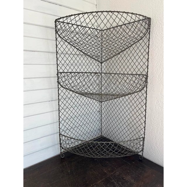 Antique Edwardian Wire Three-Tier Stand – English Metal Kitchen Display For Sale - Image 11 of 12
