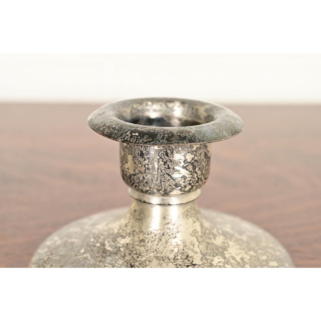 Roycroft Arts & Crafts Silver Finished Copper Candlesticks, Pair For Sale In South Bend - Image 6 of 13