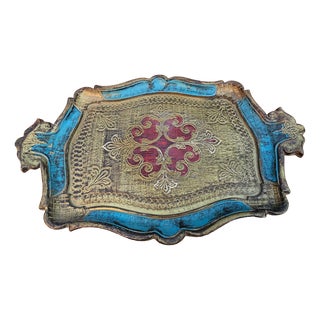 Florentine Wooden Tray, 1970s For Sale