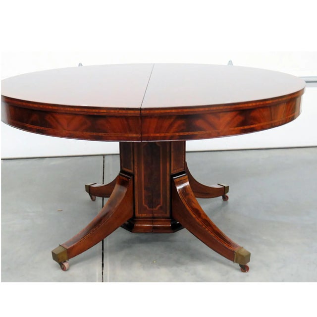 20th Century Regency Inlaid Mahogany Dining Table For Sale - Image 4 of 11