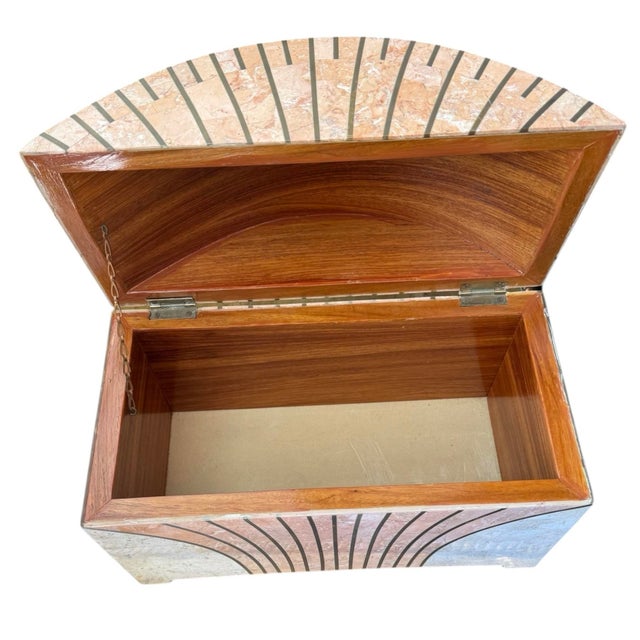 Maitland - Smith Late 20th Century Maitland Smith Tessellated Pink Marble Domed Box For Sale - Image 4 of 8